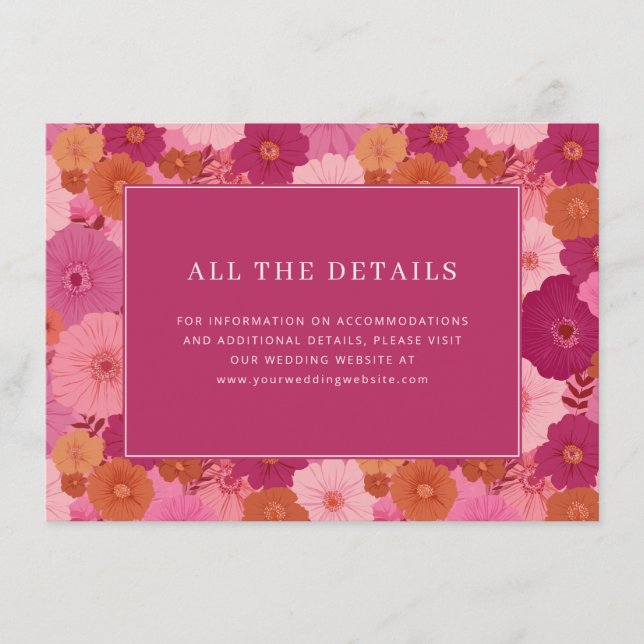 Tarjeta De Recepción Floral Rosa Alegre (Anverso)