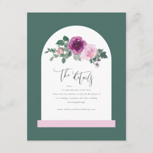 Tarjeta De Recepción Floral Rosa Blanco Arco Verde Frondoso