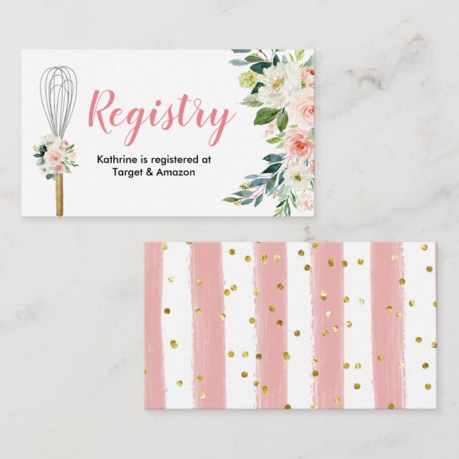 Tarjeta De Recepción Floral rosa pronto se romperá el registro (Anverso / Reverso)