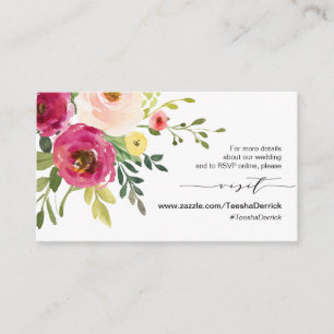 Tarjeta De Recepción Floral rosa Rubor, fuente negra, detalles de nuest