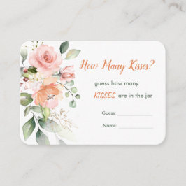 Tarjeta De Recepción Floral rosa, verde adivina cuántos besos juegan