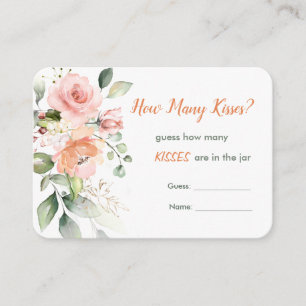 Tarjeta De Recepción Floral rosa, verde adivina cuántos besos juegan