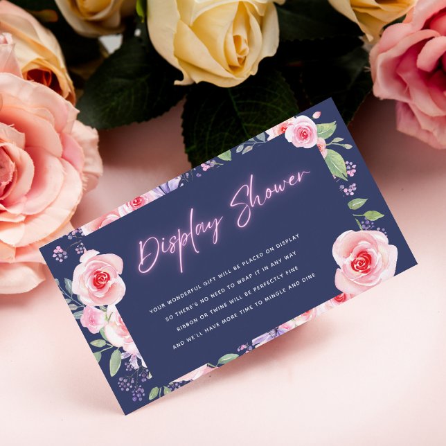 Tarjeta De Recepción Floral rosa y ducha de ducha de novia con neón (Subido por el creador)
