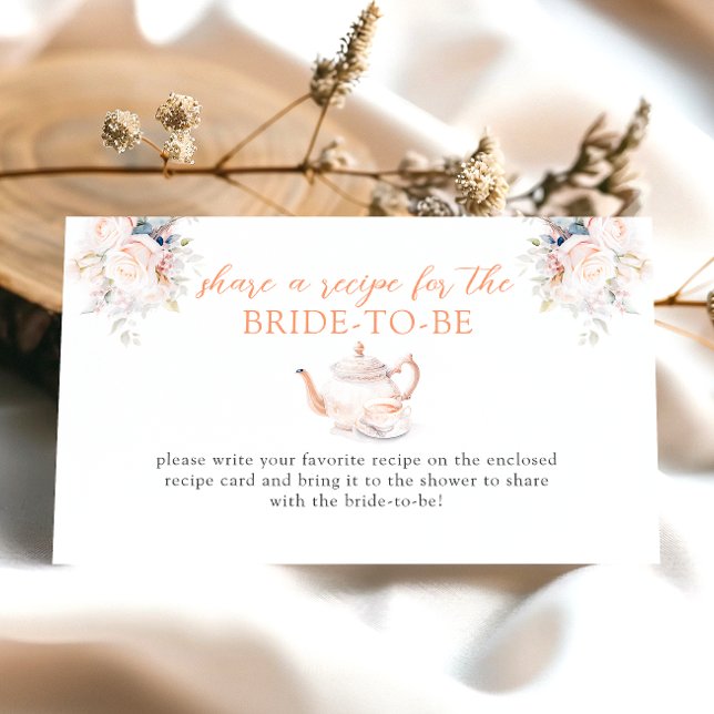 Tarjeta De Recepción Floral Rosy Bridal Shower Comparte una receta (Subido por el creador)