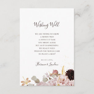 Tarjeta De Recepción Floral Rubor moderna   Boda Deseando Bien