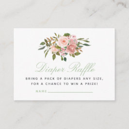 Tarjeta De Recepción Floral Rubor y Sage Baby Shower Diaper Raffle