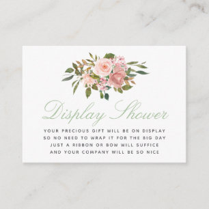 Tarjeta De Recepción Floral Rubor y Sage Baby Shower Display Shower