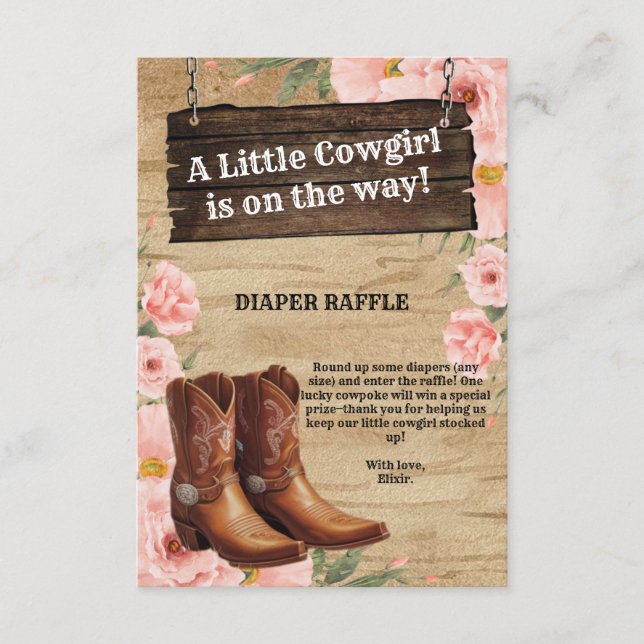 Tarjeta De Recepción Floral Rustic Cowgirl Boots Baby Shower (Anverso)
