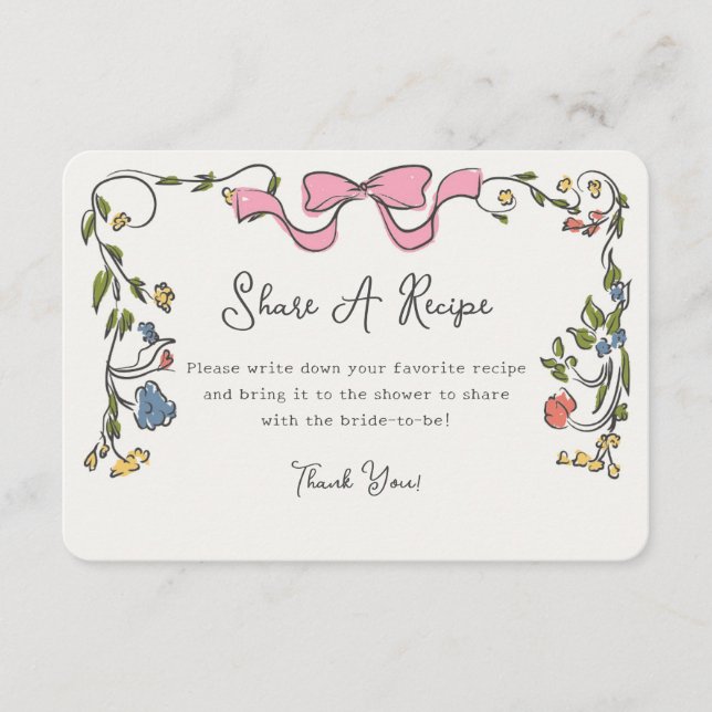 Tarjeta De Recepción Floral sensacional Compartir una receta Invitar In (Anverso)