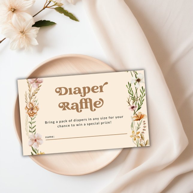 Tarjeta De Recepción Floral silvestre Baby Shower Diaper Raffle (Wildflower Floral Baby Shower Diaper Raffle Enclosure Card)