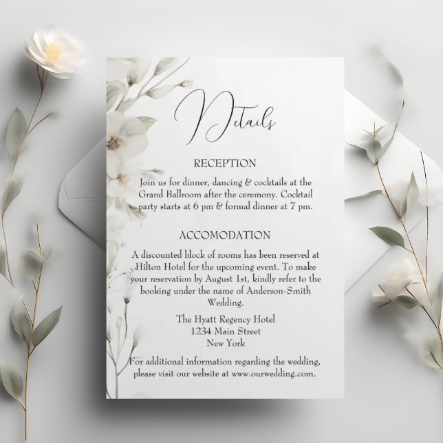 Tarjeta De Recepción Floral simple y elegante (Subido por el creador)