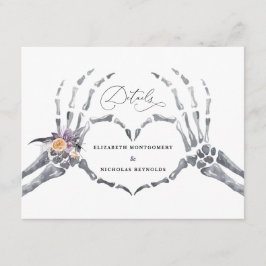 Tarjeta De Recepción Floral Skeleton | Detalles de invitado de Boda de 