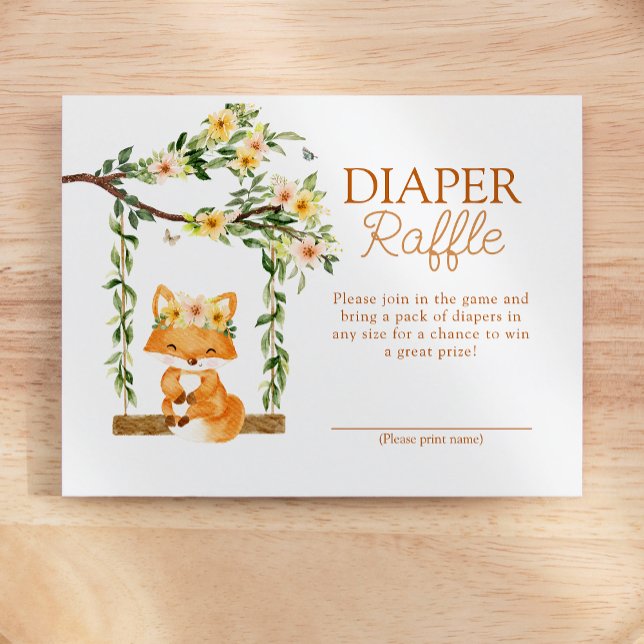 Tarjeta De Recepción Floral Storybook Fox Baby Shower Diaper Raffle (Subido por el creador)