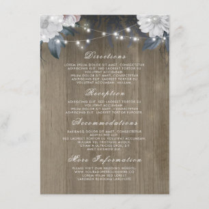 Tarjeta De Recepción Floral String ilumina los detalles del Boda de Mad