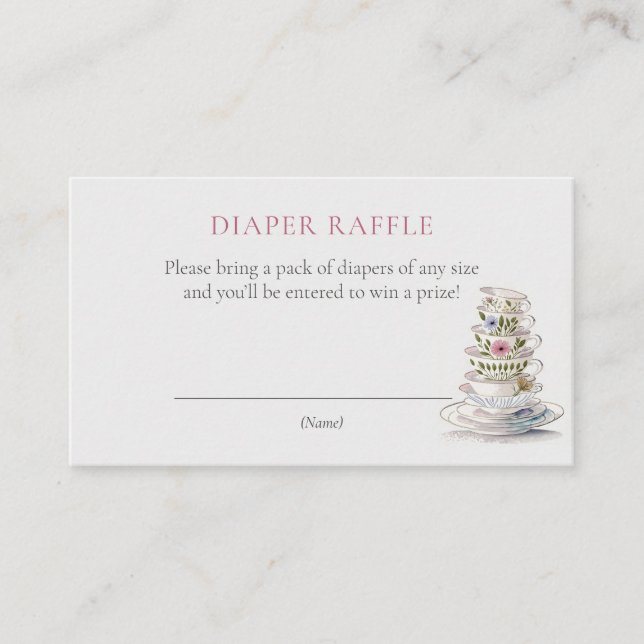 Tarjeta De Recepción Floral Teacups Baby Shower Diaper Raffle Ticket (Anverso)