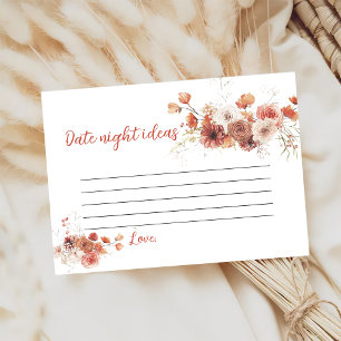 Tarjeta De Recepción Floral Terracotta Otoño Bridal Shower Date Game