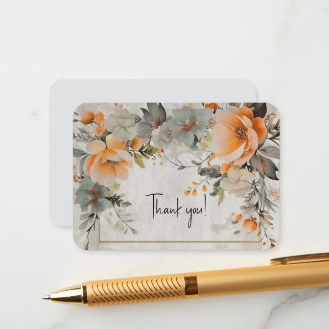 Tarjeta De Recepción Floral Thank You (Anverso/Reverso In Situ)