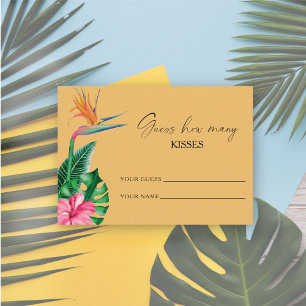 Tarjeta De Recepción Floral tropical, adivina cuántos besos juego de no