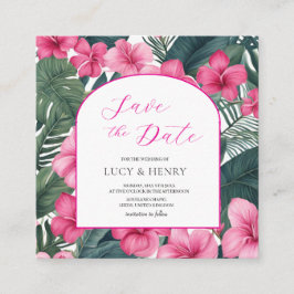 Tarjeta De Recepción Floral Tropical Rosa de Vacaciones