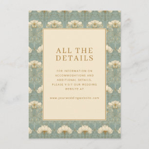 Tarjeta De Recepción Floral Turquesa Elegante