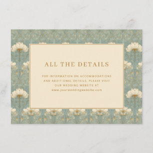Tarjeta De Recepción Floral Turquesa Elegante