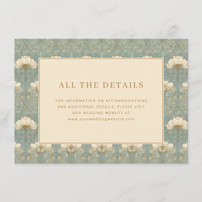 Tarjeta De Recepción Floral Turquesa Elegante (Anverso)