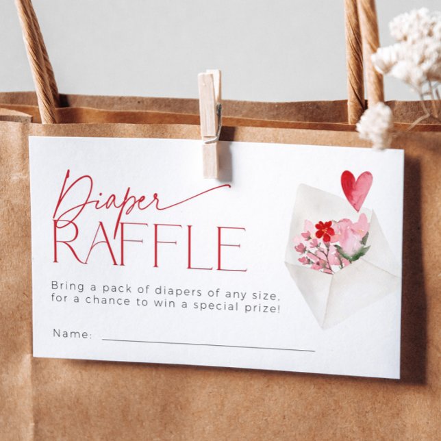 Tarjeta De Recepción Floral Valentine Diaper Raffle Ticket Baby Shower (Subido por el creador)
