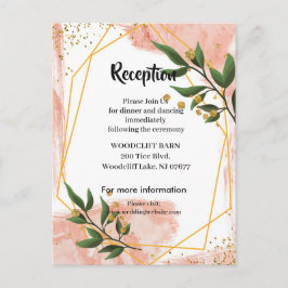 Tarjeta de recepción floral verde marfil con marco