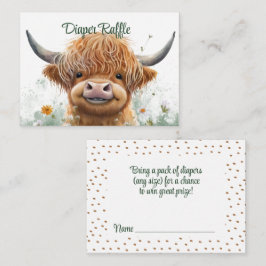 Tarjeta De Recepción Floral verde vaca Highland Diaper Raffle