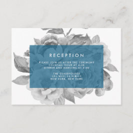 Tarjeta de recepción floral vintage | Cerúleo