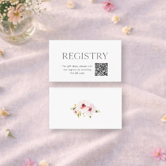 Tarjeta De Recepción Floral Wedding Registry Insert with QR Code