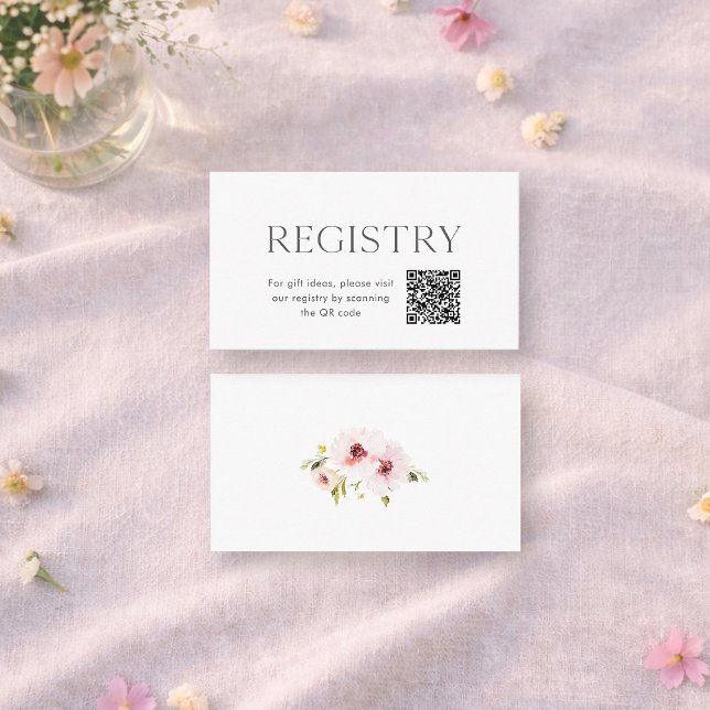 Tarjeta De Recepción Floral Wedding Registry Insert with QR Code (Subido por el creador)