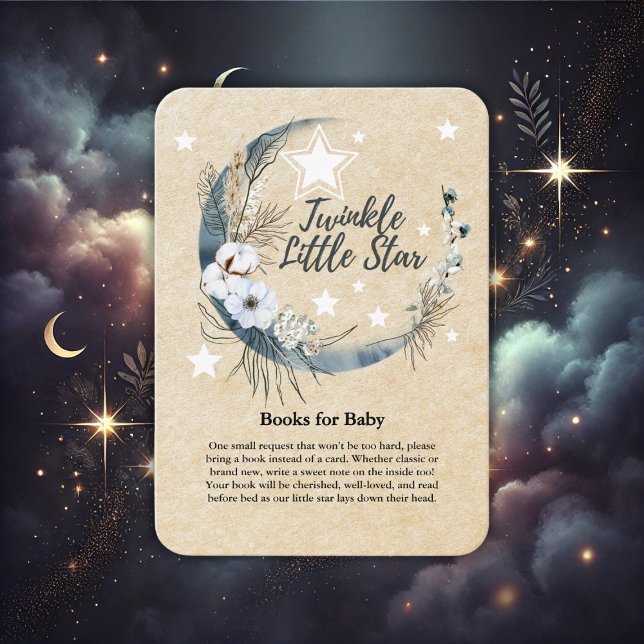 Tarjeta De Recepción Floral White Twinkle Little Star Baby Shower (Subido por el creador)