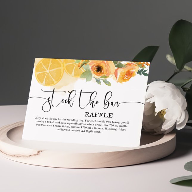 Tarjeta De Recepción Floral y leones stock el bar Bridal Shower (Subido por el creador)