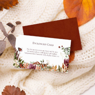 Tarjeta De Recepción Floral y vegetación de color de agua de otoño rúst