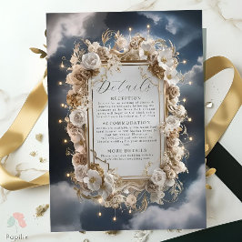Tarjeta De Recepción Florales asombrosos acentuados con Boda dorado