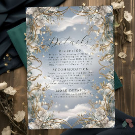Tarjeta De Recepción Florales asombrosos acentuados con Boda dorado