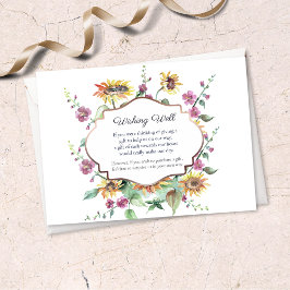 Tarjeta De Recepción Florales de color de agua girasol deseando un buen