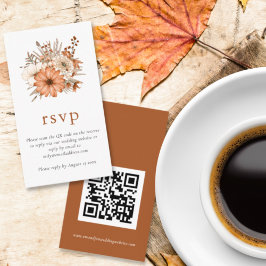 Tarjeta De Recepción Florales de otoño Boda de código QR en línea RSVP