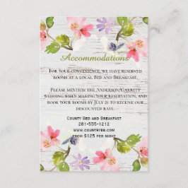 Tarjeta De Recepción Florales rusticas rosadas en alojamientos de mader