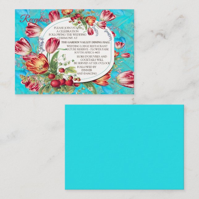 Tarjeta De Recepción Flores acuáticas con mariposas visitantes (Anverso / Reverso)