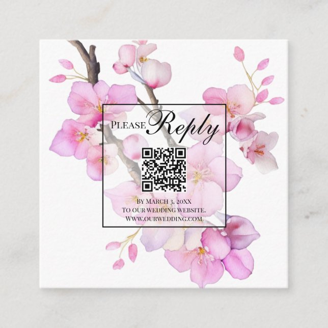 Tarjeta De Recepción Flores acuáticas de color rosa (Anverso)