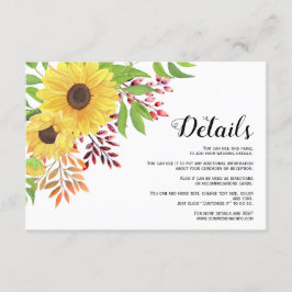 Tarjeta De Recepción Flores amarillas floridas otoño detalles de la bod