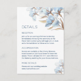 Tarjeta De Recepción Flores Artísticas de Oro Azul
