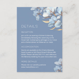 Tarjeta De Recepción Flores Artísticas de Oro Azul