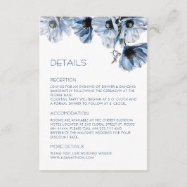 Tarjeta De Recepción Flores Azules Casuales Blancas