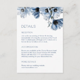 Tarjeta De Recepción Flores Azules Casuales Blancas
