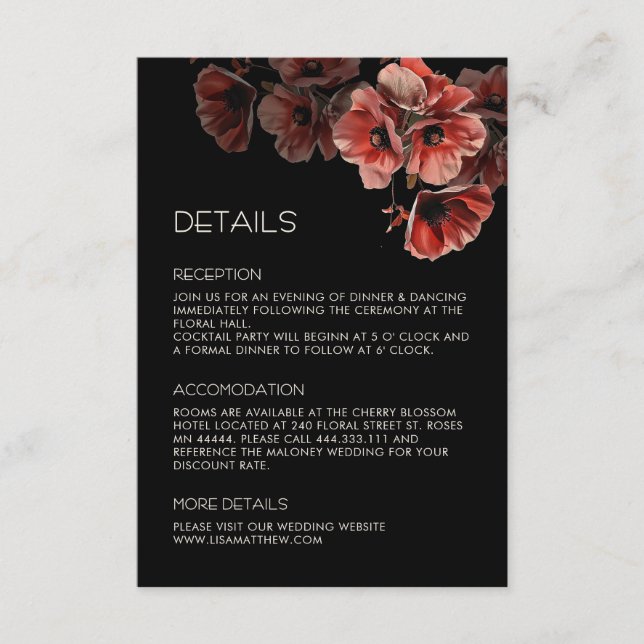 Tarjeta De Recepción Flores Azules Casuales Blancos (Anverso)