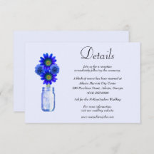 Flores azules Detalles del Boda Mason Jar