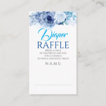 Flores Azules Elegante Boleto de Raffle Diaper